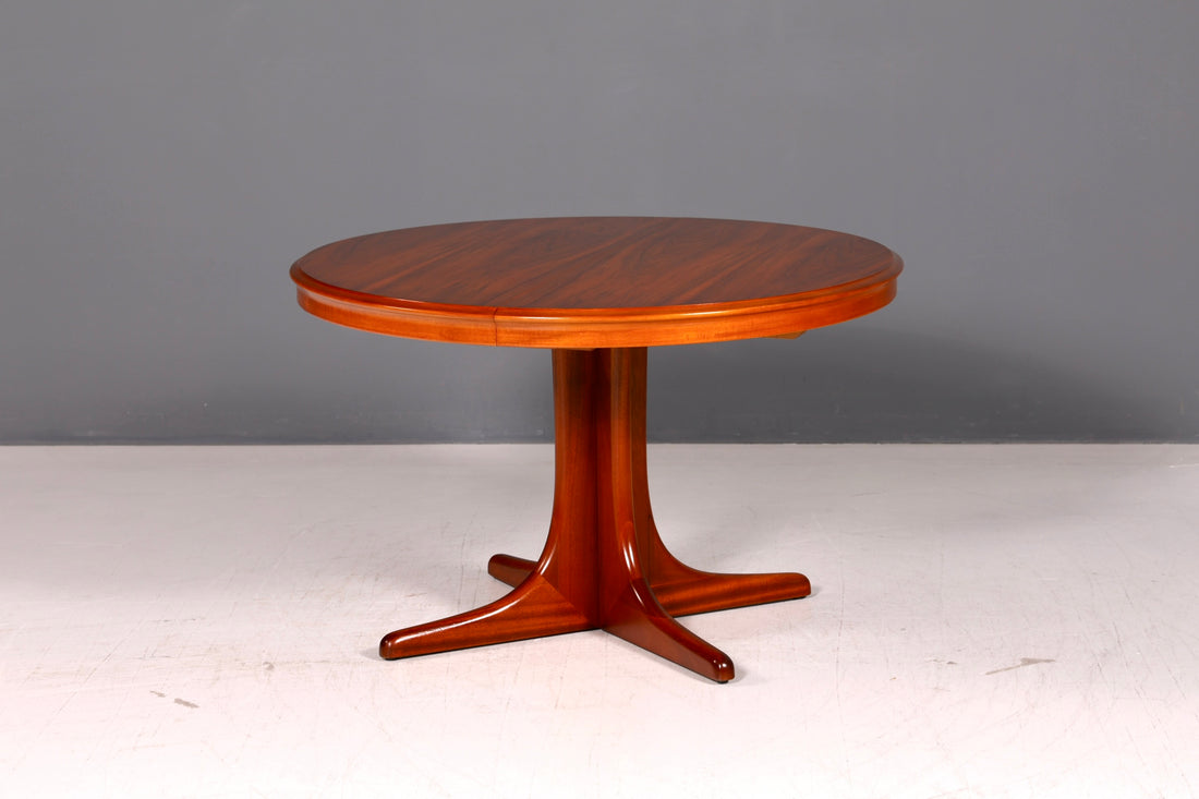Prachtige mid-century ronde uitschuifbare eettafel echt hout vintage tafel retro Deens design keukentafel eetkamertafel