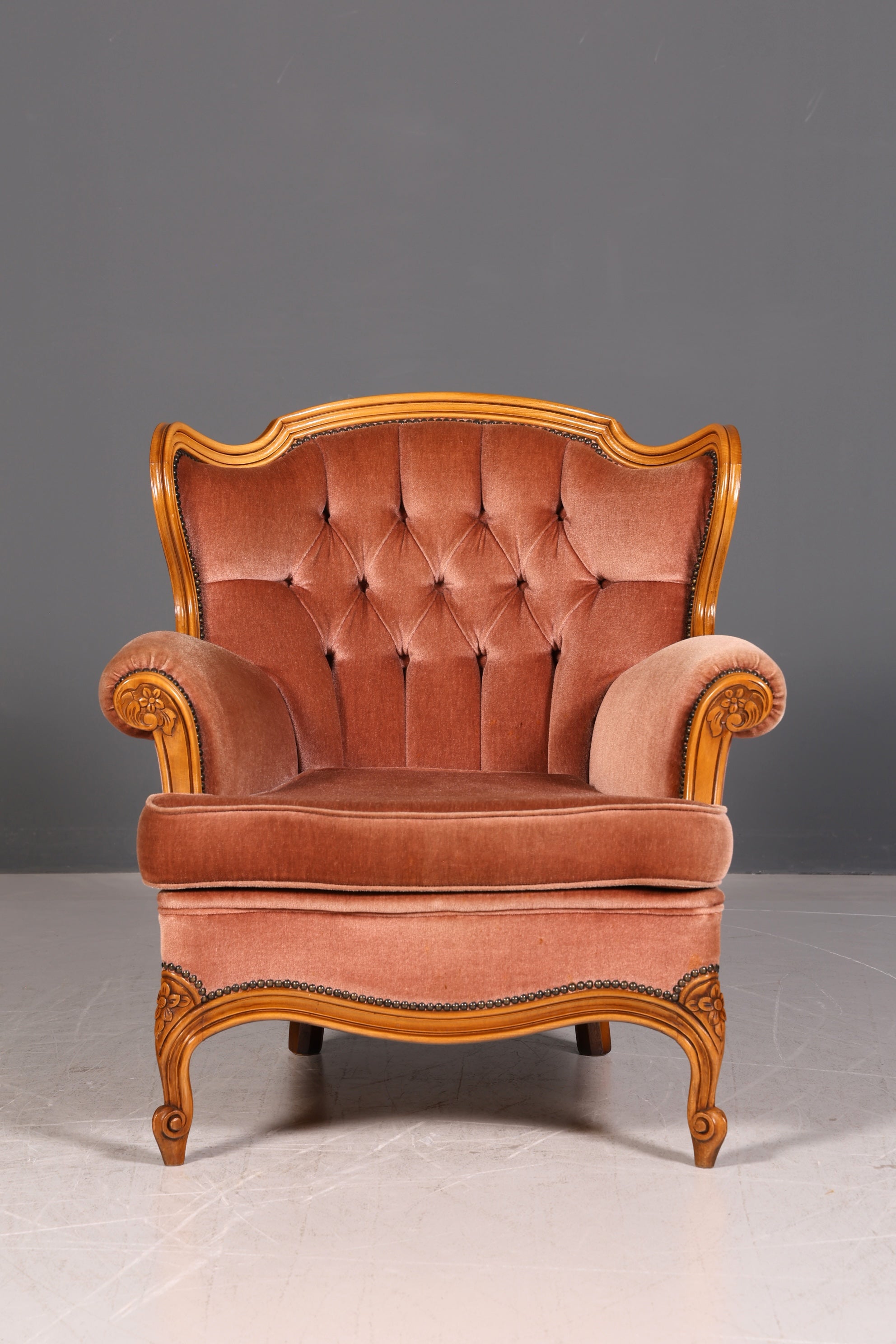 Edler Chippendale Armlehnsessel Barock Stil Samt Stoff Sessel Armchair Rococo Antik 1 von 4