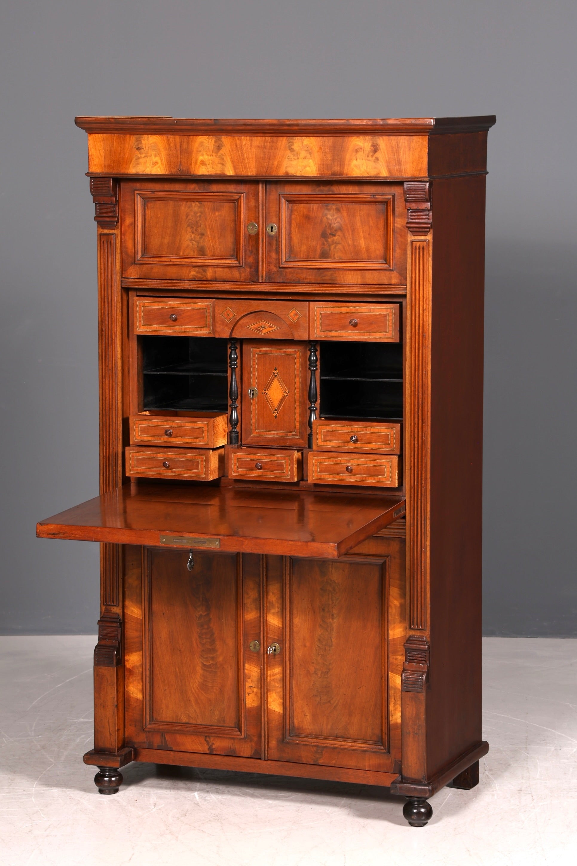 Edler Gründerzeit Sekretär Vertiko Highboard Louis Philippe Kommode Sekretär Schrank um 1880