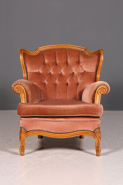 Edler Chippendale Armlehnsessel Barock Stil Samt Stoff Sessel Armchair Rococo Antik 3 von 4