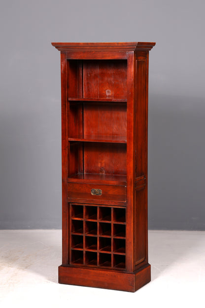 Wunderschönes Bücherregal mit Weinregal Standregal Kolonialstil Regal Weinschrank Bücherschrank Massivholz