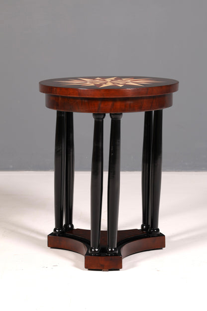 Wunderschöner Art Deco Stil Tisch Luxus Couchtisch Ablagetisch Beistelltisch Rund Echt Holz Vintage