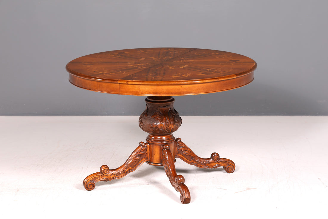 Beautiful Oval Baroque Style Dining Table English Extendable Kitchen Table Real Wood Dining Room Table Vintage