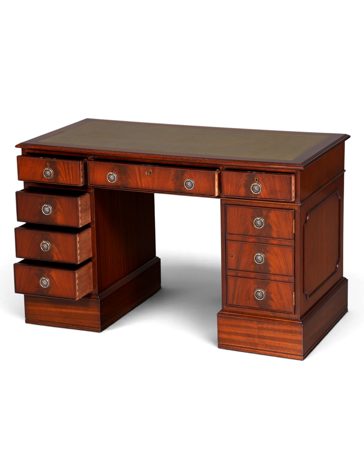 Wunderschöner Englischer Schreibtisch Mahagoni Bürotisch Englisch Desk Leder Auflage