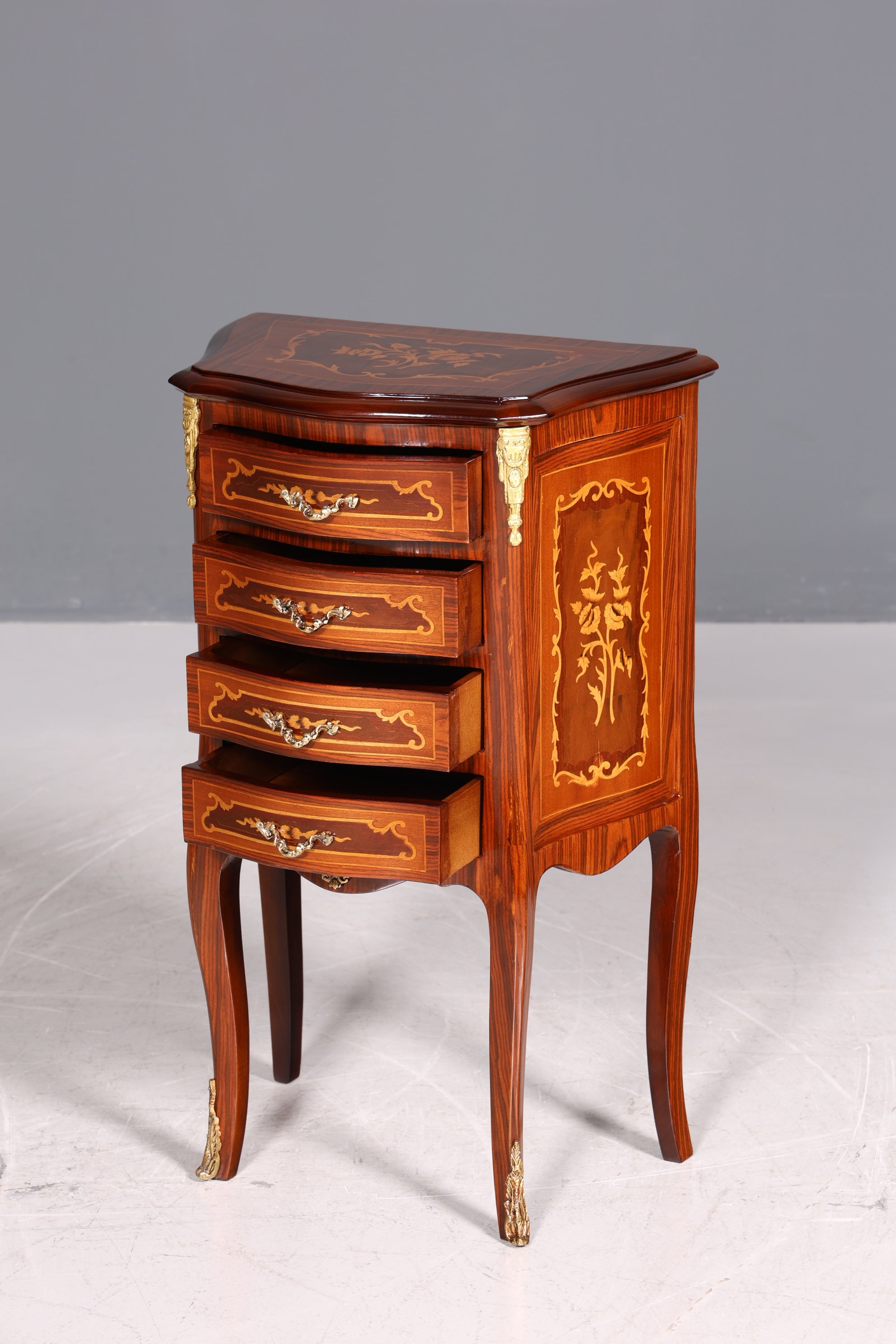 Edle Barock Stil Kommode Antik Stil Beistelltisch Messing Schränkchen