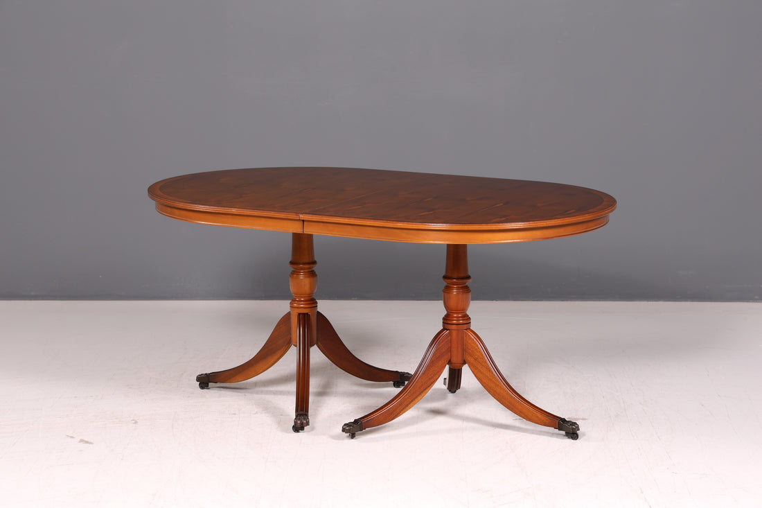 Prachtige Engelse tafel uitschuifbare eettafel jaren 60 taxus keukentafel ovaal eetkamertafel massief hout