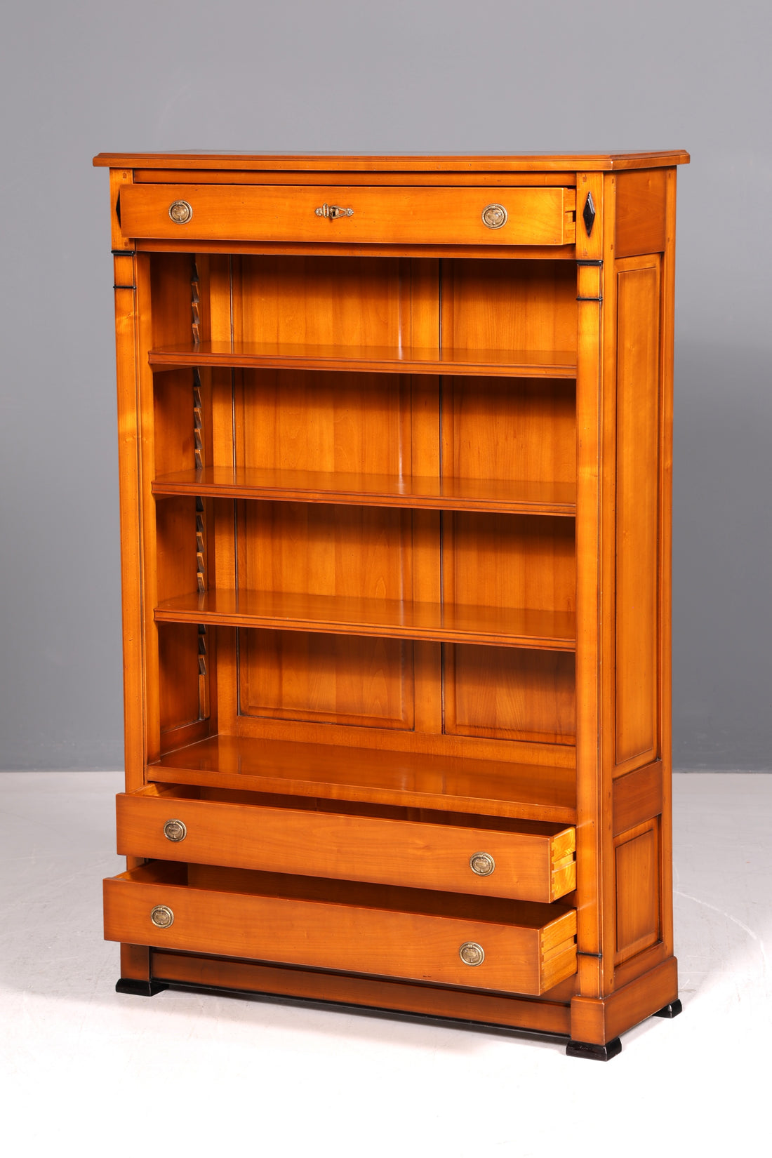 Edel Ebanart boekenkast kersenhout Italiaans premium massief houten kast antieke stijl boekenkast vintage gemaakt in Italië