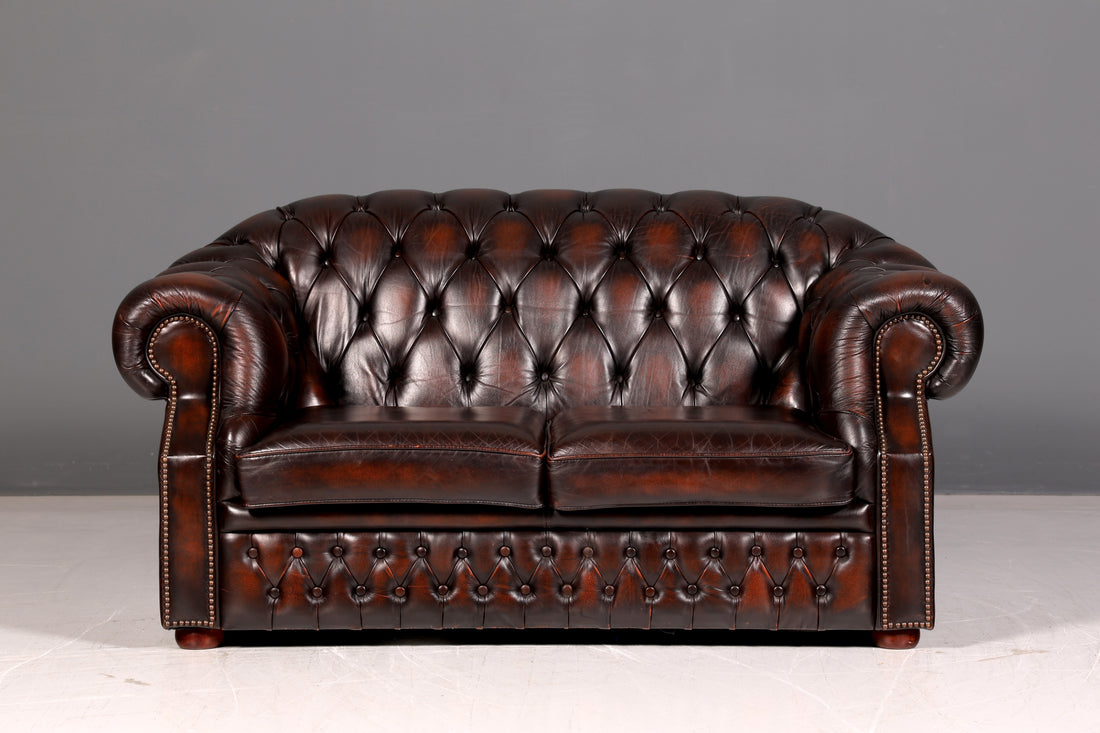Beautiful Original Chesterfield Centurion 2-Seater Couch Genuine Leather Sofa English UK Antique Vintage