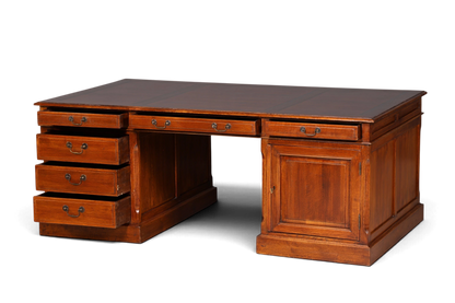 Hauptstadt Möblerei englischer XXL Partnerdesk aus massivem Holz im Vintage-Stil mit zahlreichen Schubladen