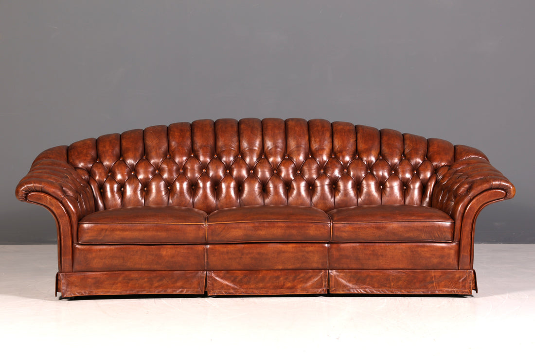 G447 Finish Wunderschönes Original Chesterfield Sofa 3- Sitzer echt Leder Oxblood Couch Englisch (Kopie)