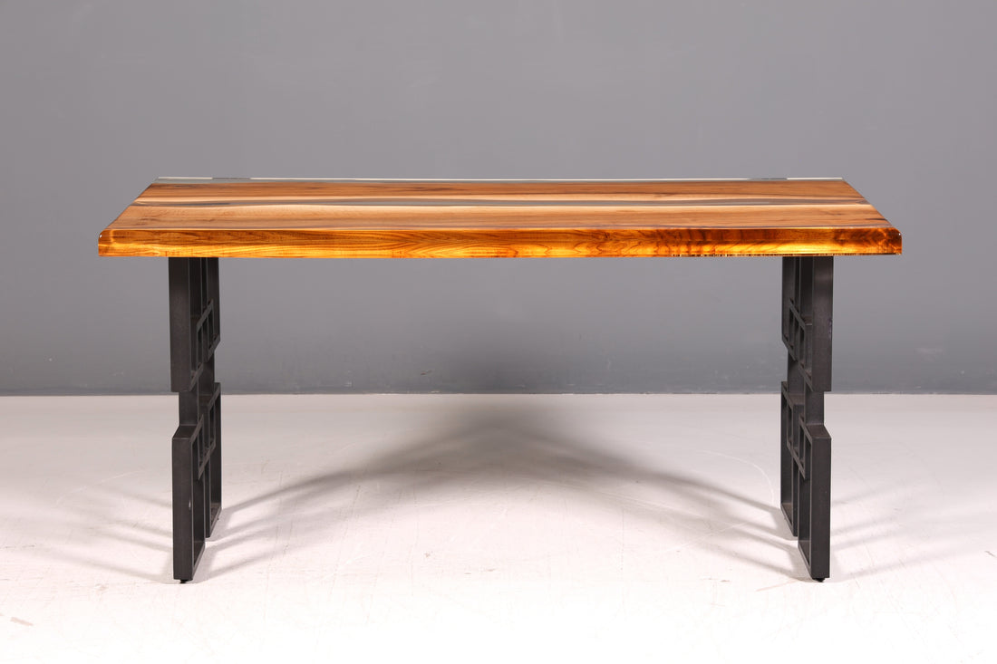 Indrukwekkende epoxyhars tafel notenhout eettafel massief houten rivierentafel eetkamer- en keukentafel woonkamer tafel uniek