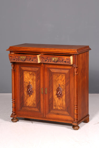 Traumhafter Gründerzeit Schrank Nussbaum Schnitzerei Halbschrank Kommode Antik Sideboard Buffet Vintage