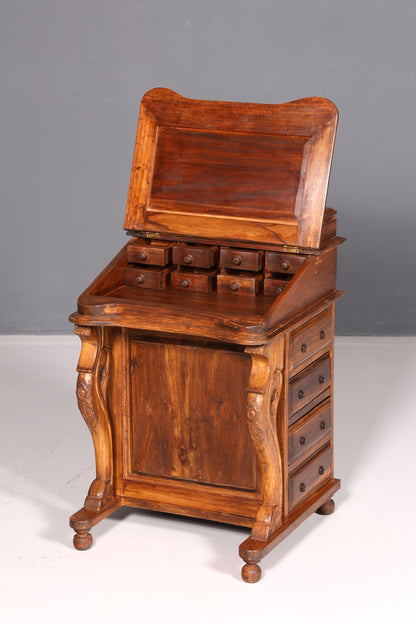 Prachtig Engels Davenport-bureau, secretaire en schrijfcommode in victoriaanse stijl, antiek en vintage