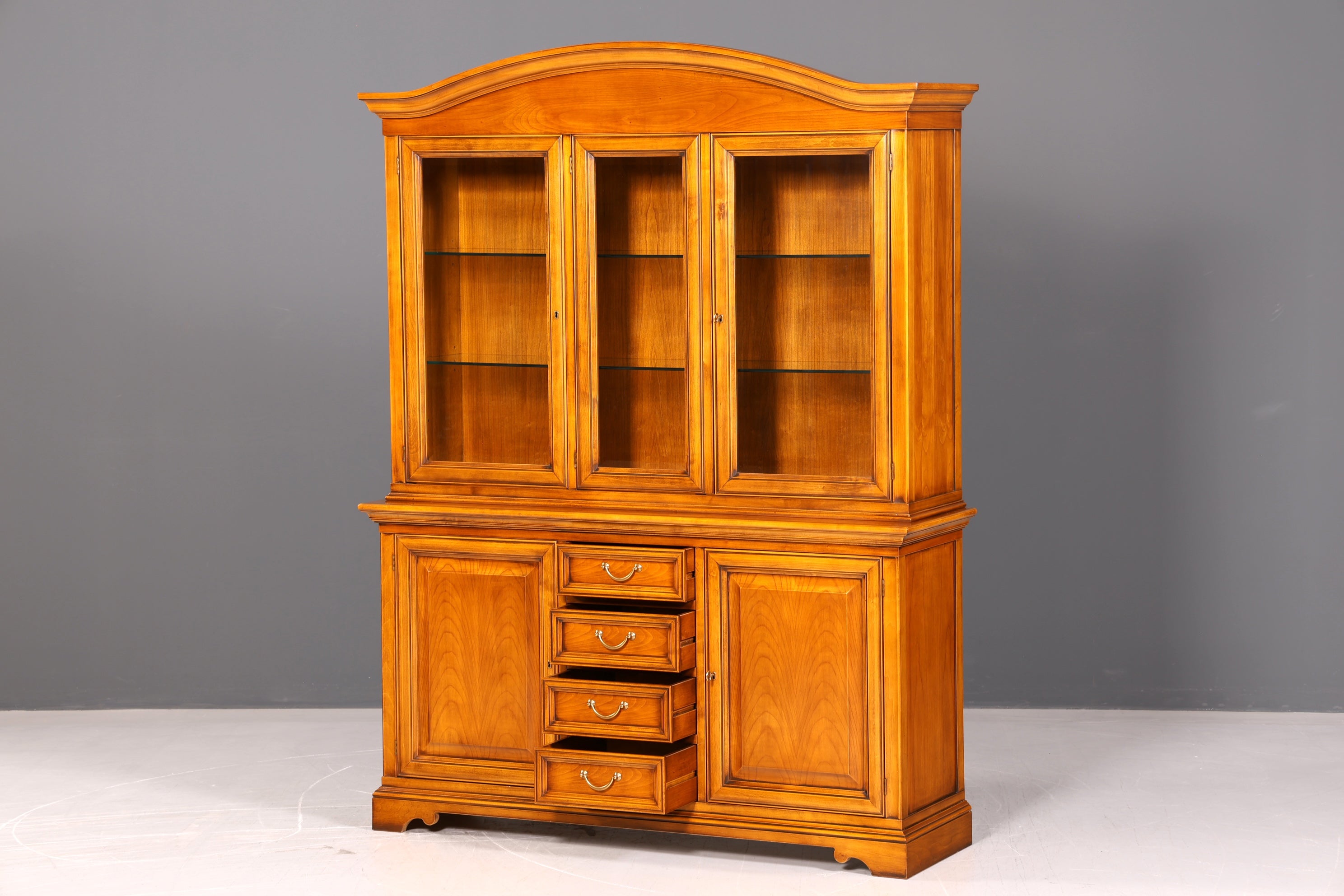 Gorgeous Original Selva Display Cabinet Cherry Wood Buffet Library Antique Style Cabinet Crockery Cabinet Italian Furniture
