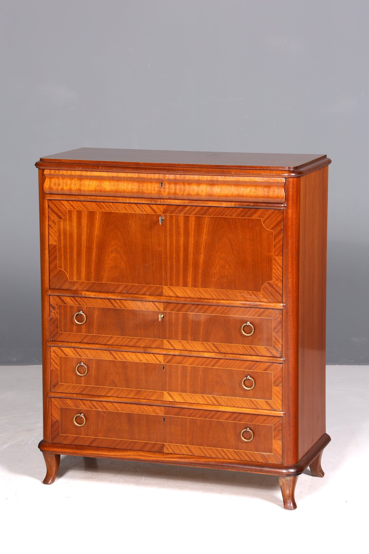 Beautiful antique-style secretary desk, office chest of drawers, Art Deco style, 1950s vertiko writing desk, chest of drawers