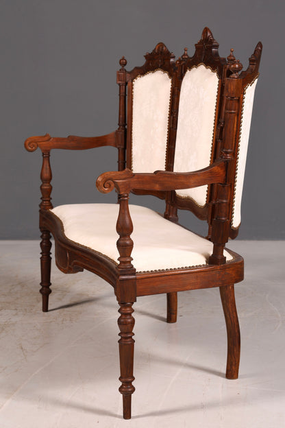 Elegante zitbank in neorenaissancestijl, antieke bank uit de Gründerzeit, sofa, gestoffeerde bank, salonbank, zitbank