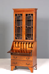 Stilvoller Englischer Sekretär Büro Aufsatzsekretär Antik 60S Vitrinen Schrank UK