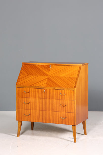 Schlichter Mid Century Sekretär Vintage Schreibmöbel echt Holz Kommode Office Secretary