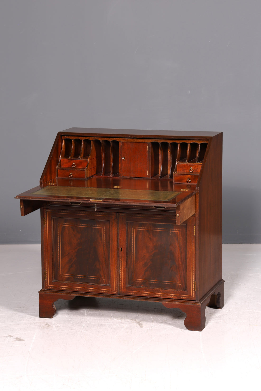 Prachtige Engelse Secretaire Schrijfkast Echt Hout Bureau Ladekast 60s Vintage