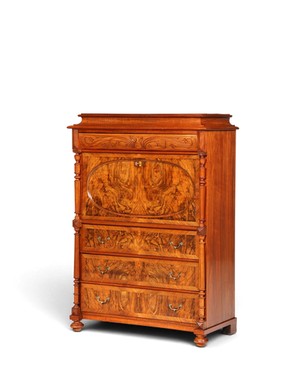 Traumhafter Louis Philippe Sekretär um 1870 Vertiko Nussbaum Highboard Kommode Sekretär Schrank