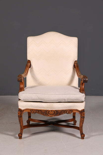Edere Louis-Philippe-armleunstoel uit de Gründerzeit, antieke stoel, secretairestoel, gestoffeerde fauteuil, 2 van 2