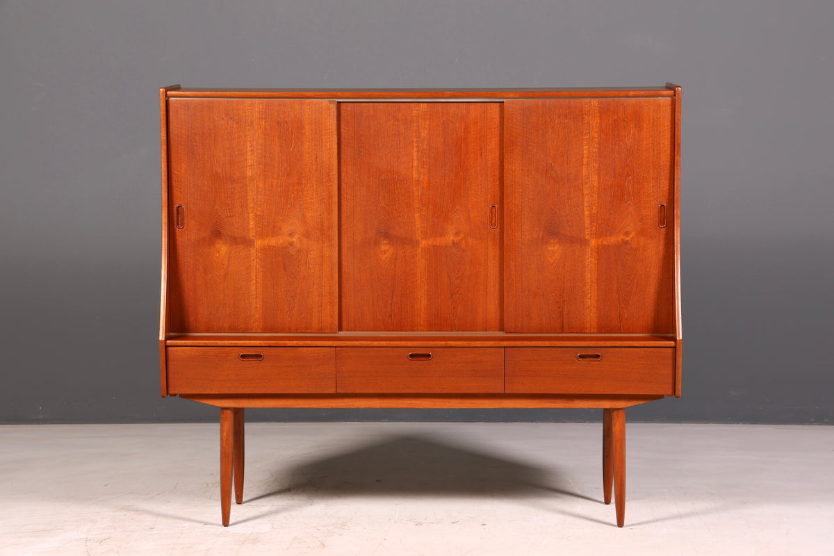 Dreamy mid-century sideboard, teak highboard cabinet, vintage Danish design chest of drawers