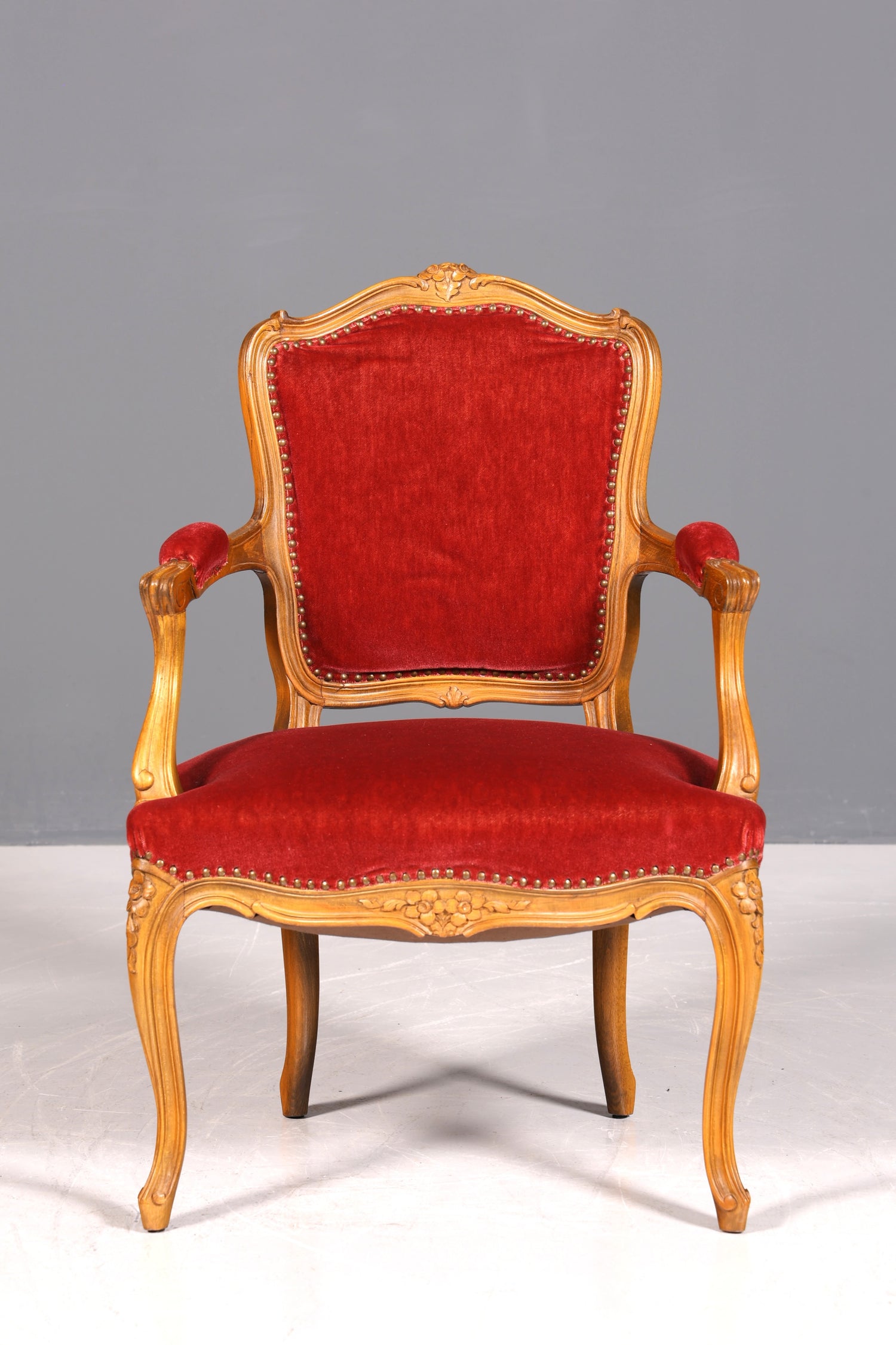 Wunderschöner Chippendale Armlehnstuhl Chippendale Stil Sekretär Stuhl Samt Stoff Sessel 2 von 2