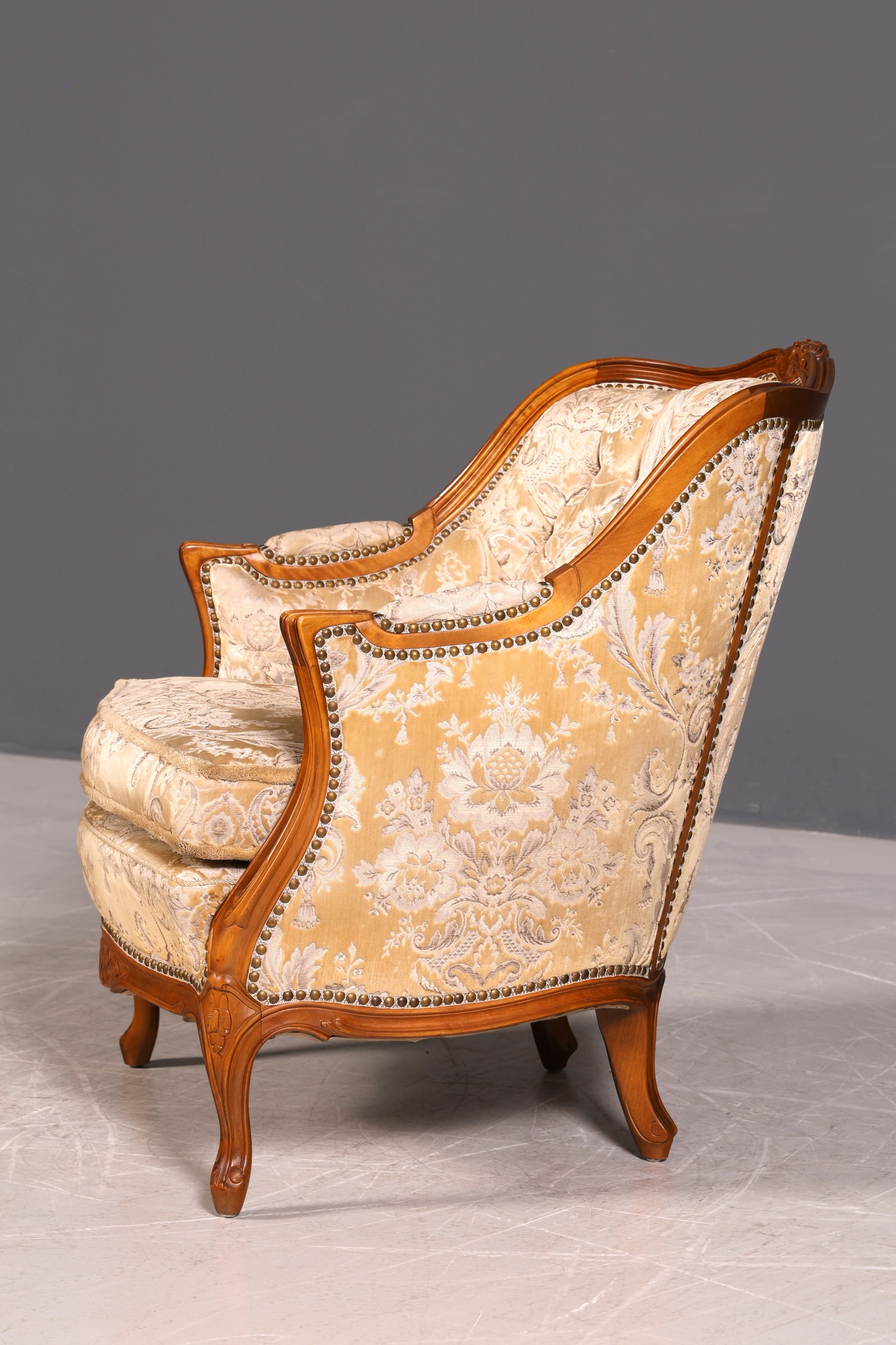 Wunderschöner Chippendale Armlehnsessel Barock Stil Sessel Armchair Samt Stoff Sessel 2 von 2