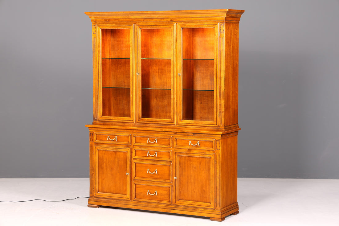 Prachtige originele Selva vitrine Villa Borghese antiek massief houten buffetkast bibliotheek glasvitrine gemaakt in Italië