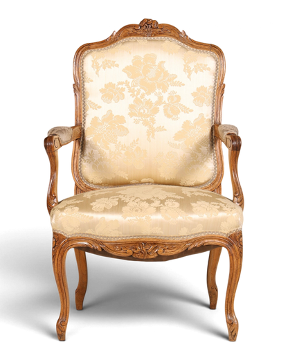 Original Barock Sessel Fauteuil Armlehnstuhl Chippendale Antik Mitte 19. Jh. Sekretär Stuhl Stoff Sessel