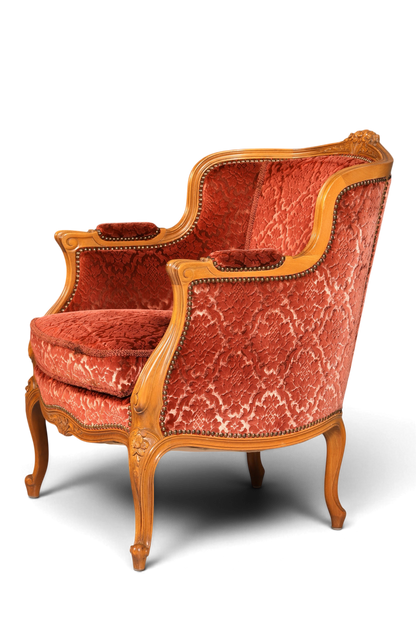 Edler Chippendale Armlehnsessel Barock Stil Sessel Samt Stoff Armchair Sessel 2 von 2