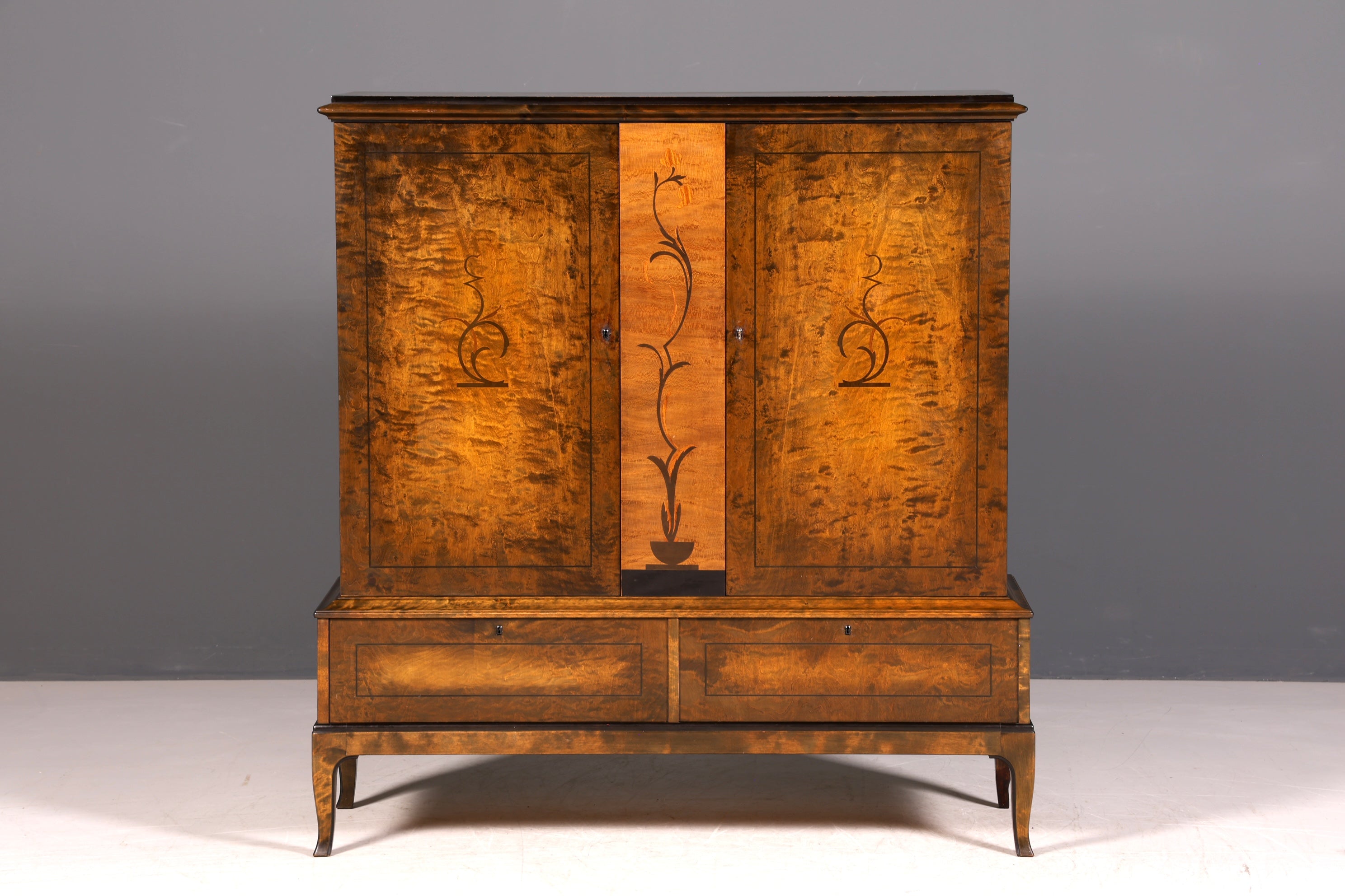 G068 Finish cm Stilvoller Original Art Deco Schrank Vertiko Sideboard um 1930 Highboard Kommode