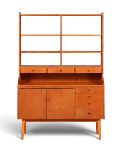 Hauptstadt Möblerei vintage Mid Century highboard ahşap kitaplık, İskandinav tasarımı, ayarlanabilir raflar ve çekmeceler