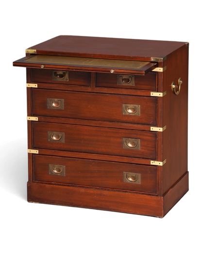 Hauptstadt Möblerei maritime Military Chest Kommode aus massivem Holz mit Messingbeschlägen und ausziehbarer Ablage