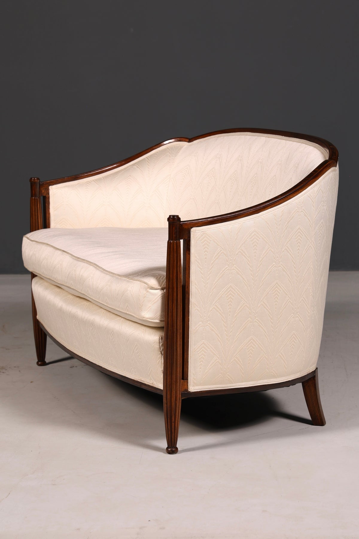 Elegante Art Deco-bank, zitbank, 2-zitsbank, vintage loung bank, gestoffeerde bank, salonbank