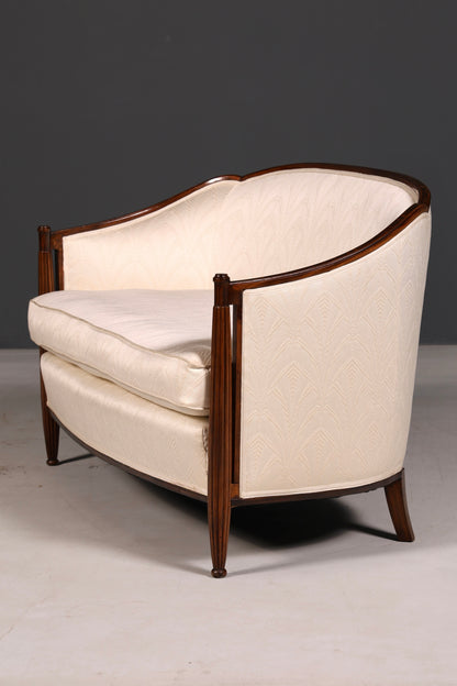 Elegante Art Deco-bank, zitbank, 2-zitsbank, vintage loung bank, gestoffeerde bank, salonbank