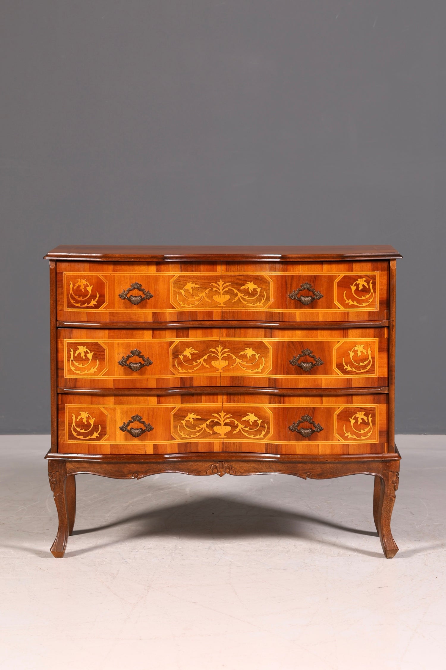 G023 Finish cm Traumhafte Kommode im Barock Stil Sideboard Intarsien echt Holz Schubladenkommode