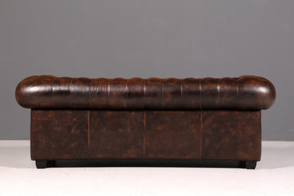 Wunderschönes Original Chesterfield 3-Sitzer Sofa Echt Leder Englische Couch England Polstersofa Antik Vintage Ledersofa