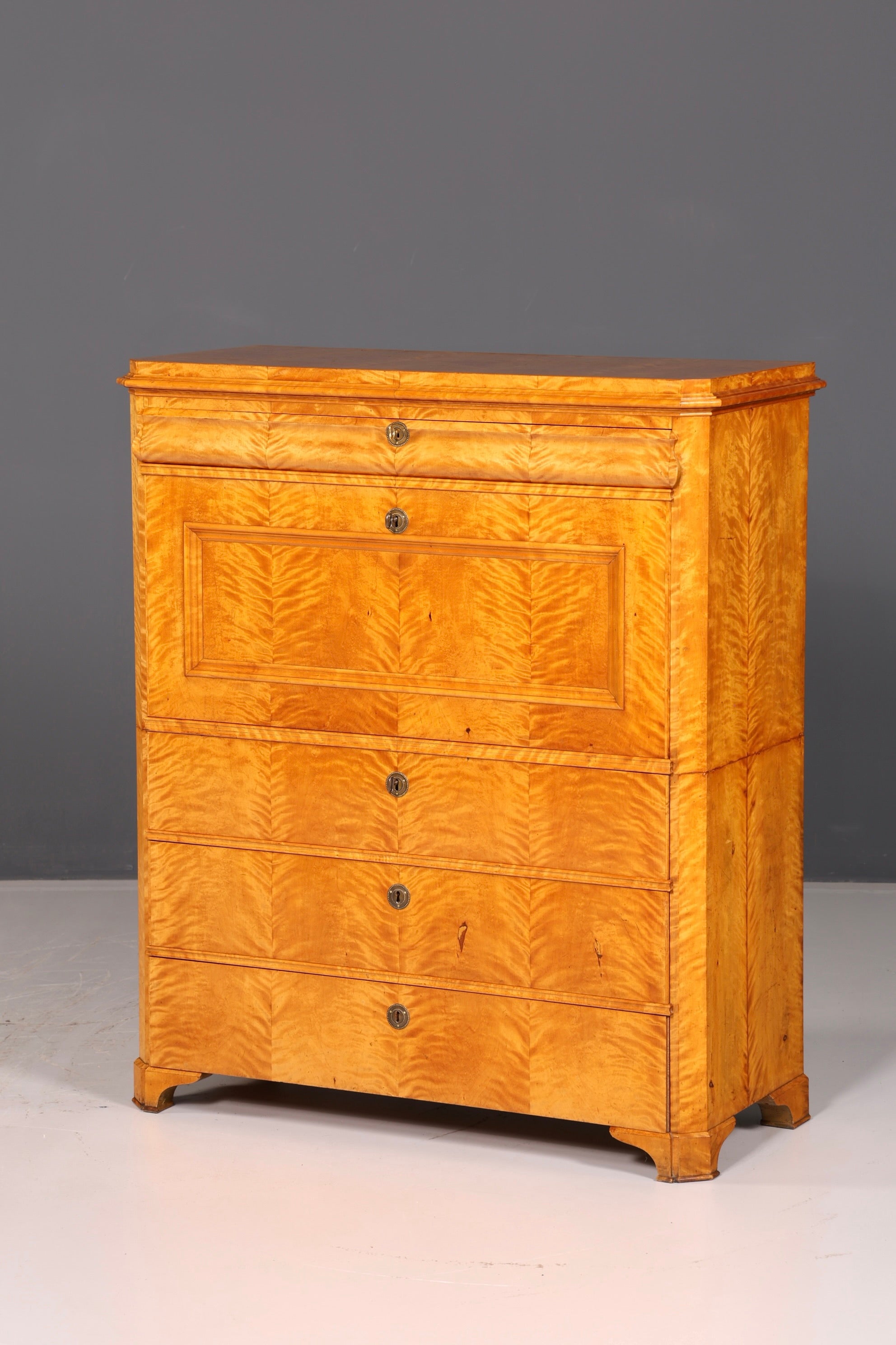 Indrukwekkende Biedermeier-secretaire, antieke commode, kantoor-schrijfcommode, highboard