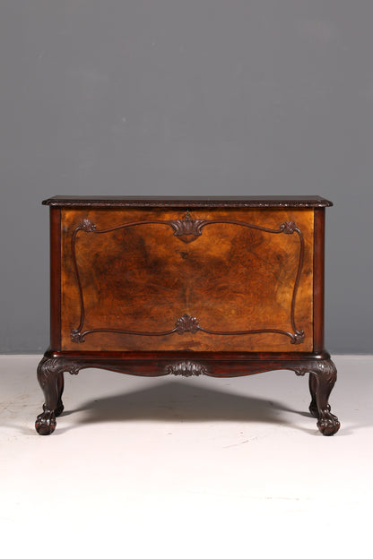 Prachtige Chippendale-kast in barokstijl, klapbare kast, commode, kist, antiek massief hout