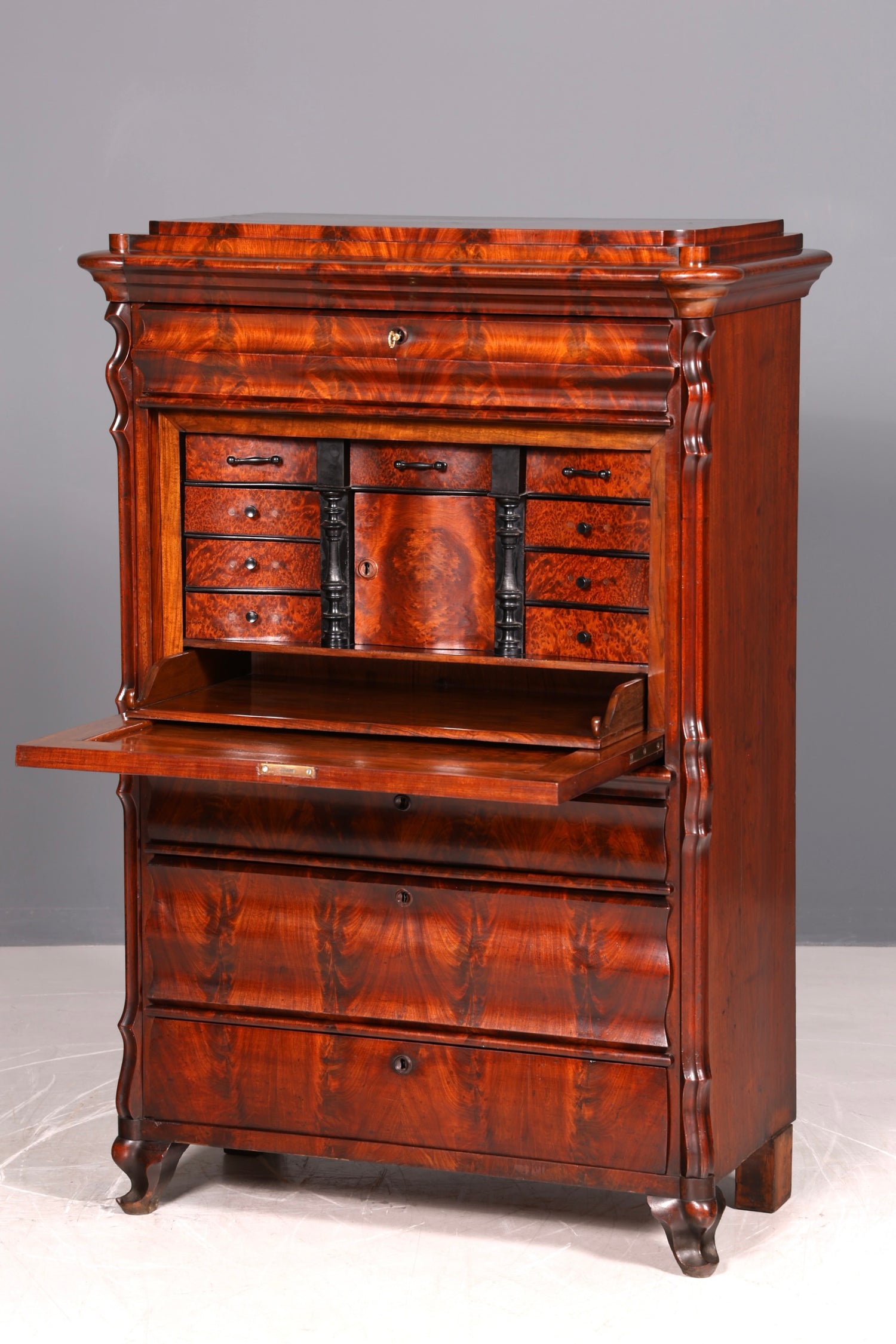 Wunderschöner Louis Philippe Sekretär Vertiko Highboard Schreibsekretär Biedermeier Massivholz um 1880