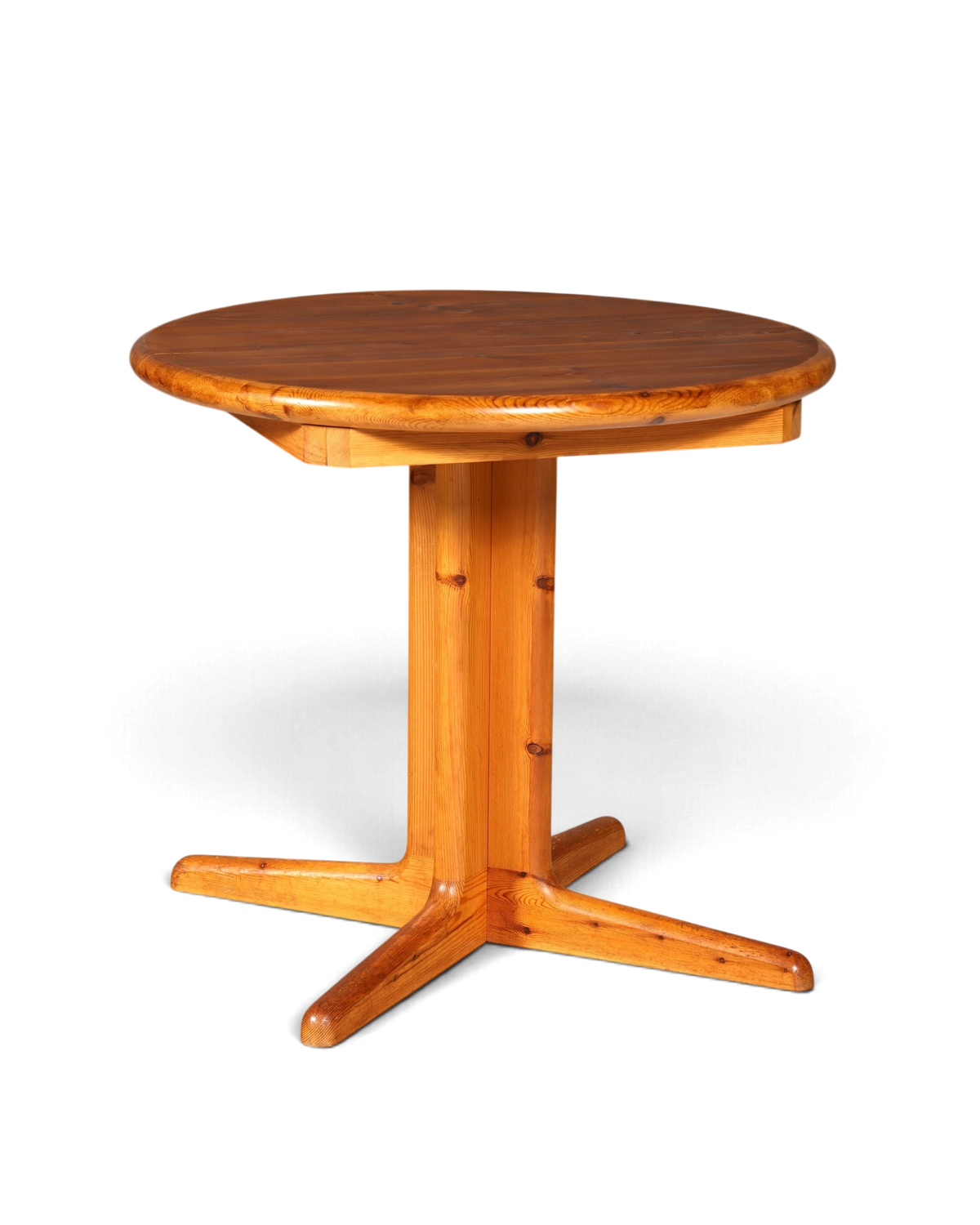 Hauptstadt Möblerei runder Esstisch aus massivem Kiefernholz mit Säulenfuß und natürlicher Maserung