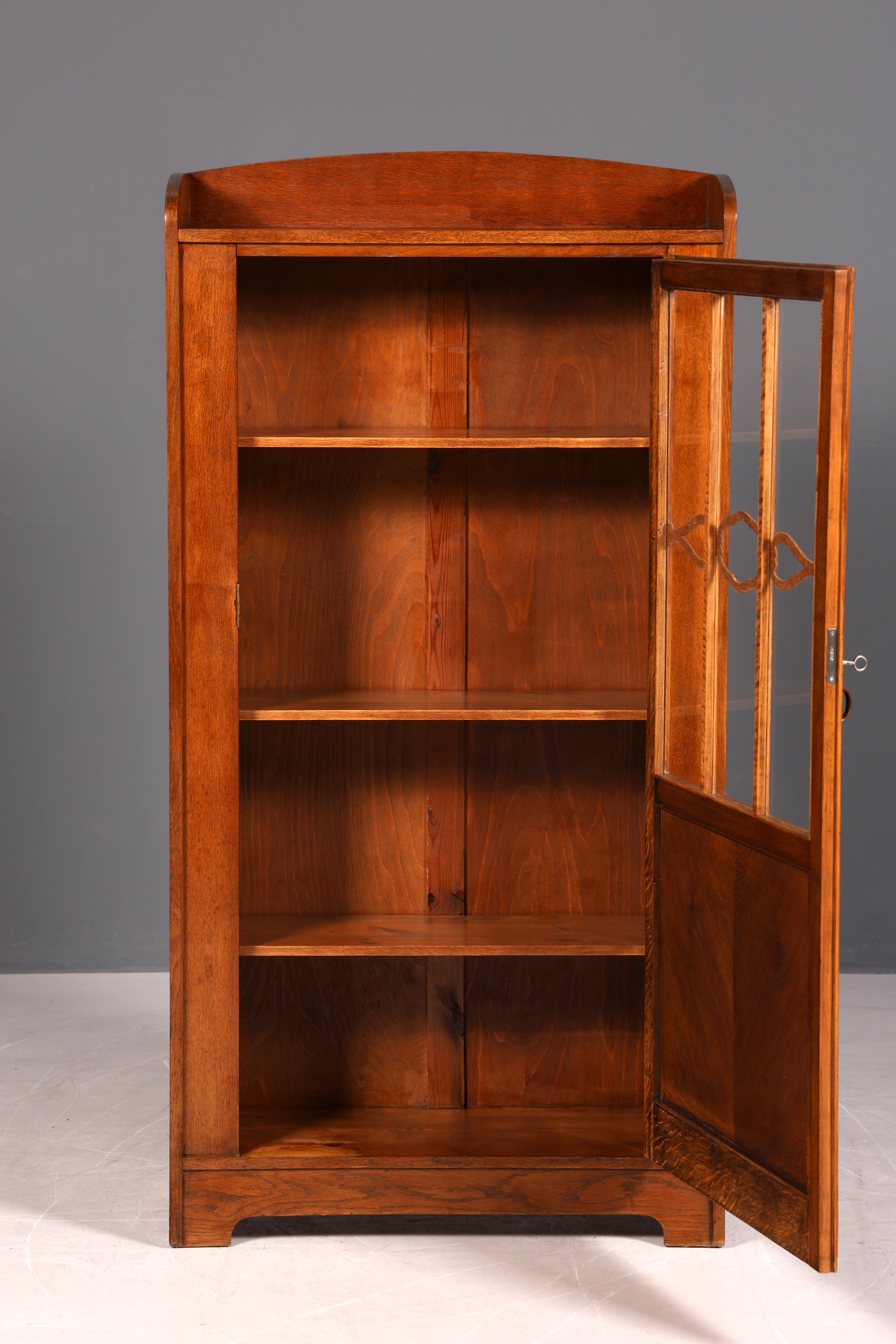 Stilvolle Jugendstil Vitrine Antike Holz Bücherschrank Eiche Antik Schrank Geschirrschrank