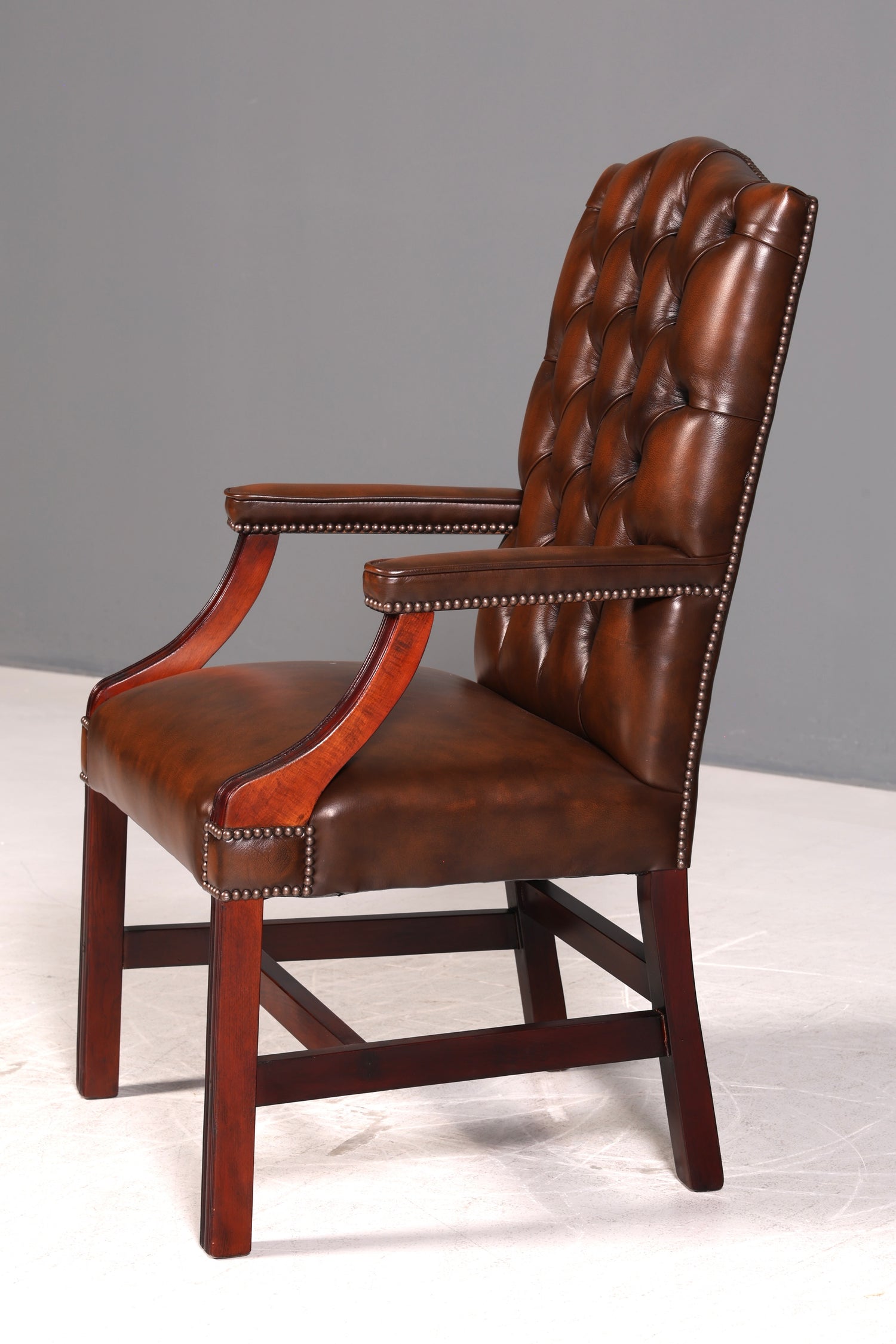 Wunderschöner Original Chesterfield Bürostuhl Claridge Ltd 1983 Echt Leder Englisch Herrensessel Armlehnstuhl UK