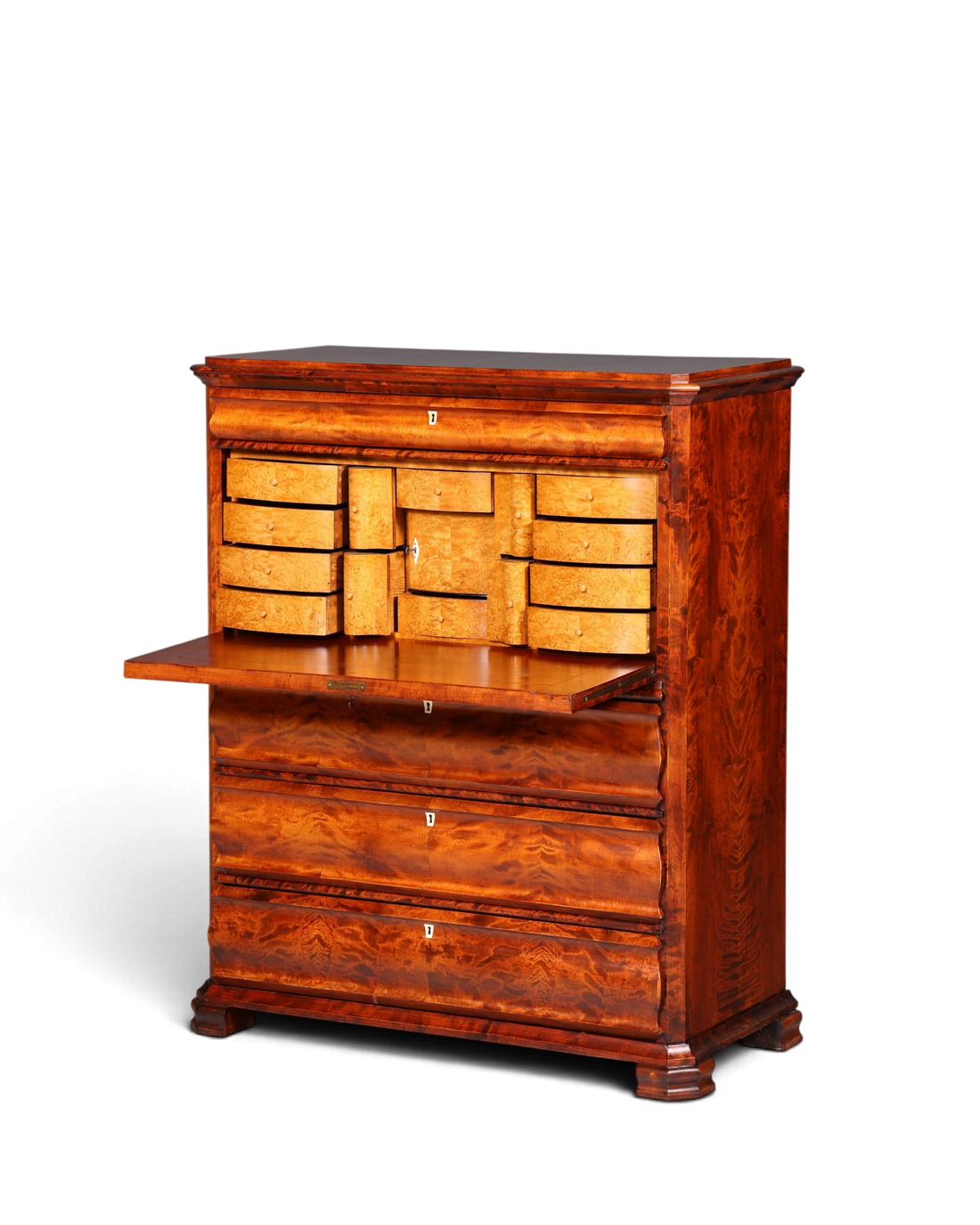 Hauptstadt Möblerei Biedermeier Sekretär aus Echtholz mit Louis-Philippe-Design und zahlreichen Schubladen