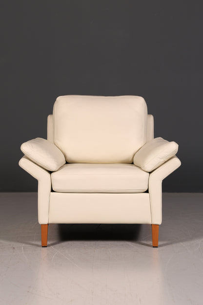 Wunderschöner Original Rolf Benz Sessel Modell 3300 Creme Echtleder Ledersessel Designer Loungesessel