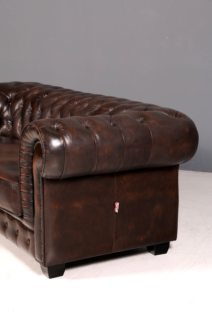 Wunderschönes Original Chesterfield Sofa 3-Sitzer echt Leder Couch Englisch Polstersofa Ledersofa