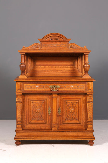 Wunderschönes Gründerzeit Buffet Eiche Anrichte Aufsatz Kommode Antik Sideboard Vertiko um 1890 Vintage