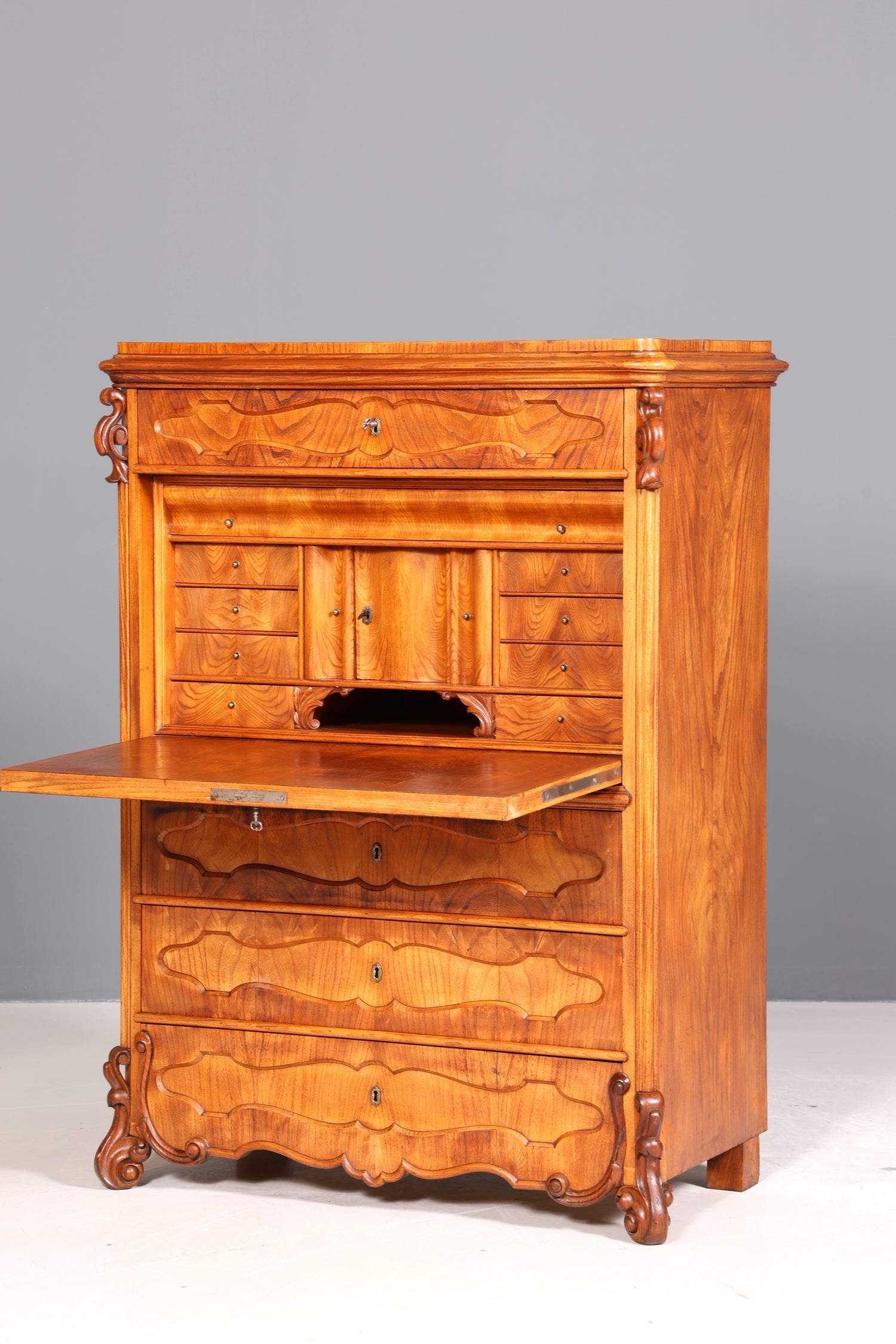 Edler Louis Philippe Sekretär um 1880 Gründerzeit Antik Vertiko Schrank Chiffoniere Schubladenkommode