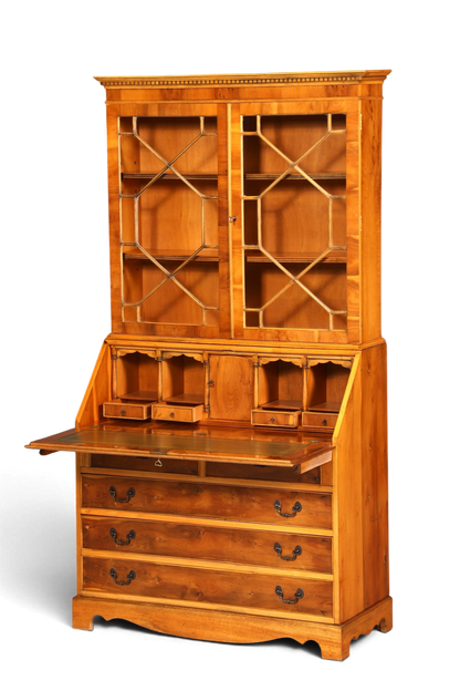 G011 Finish cm, Stilvoller Englischer Sekretär Büro Aufsatzsekretär Eibe Antik Stil Vitrinen Schrank UK